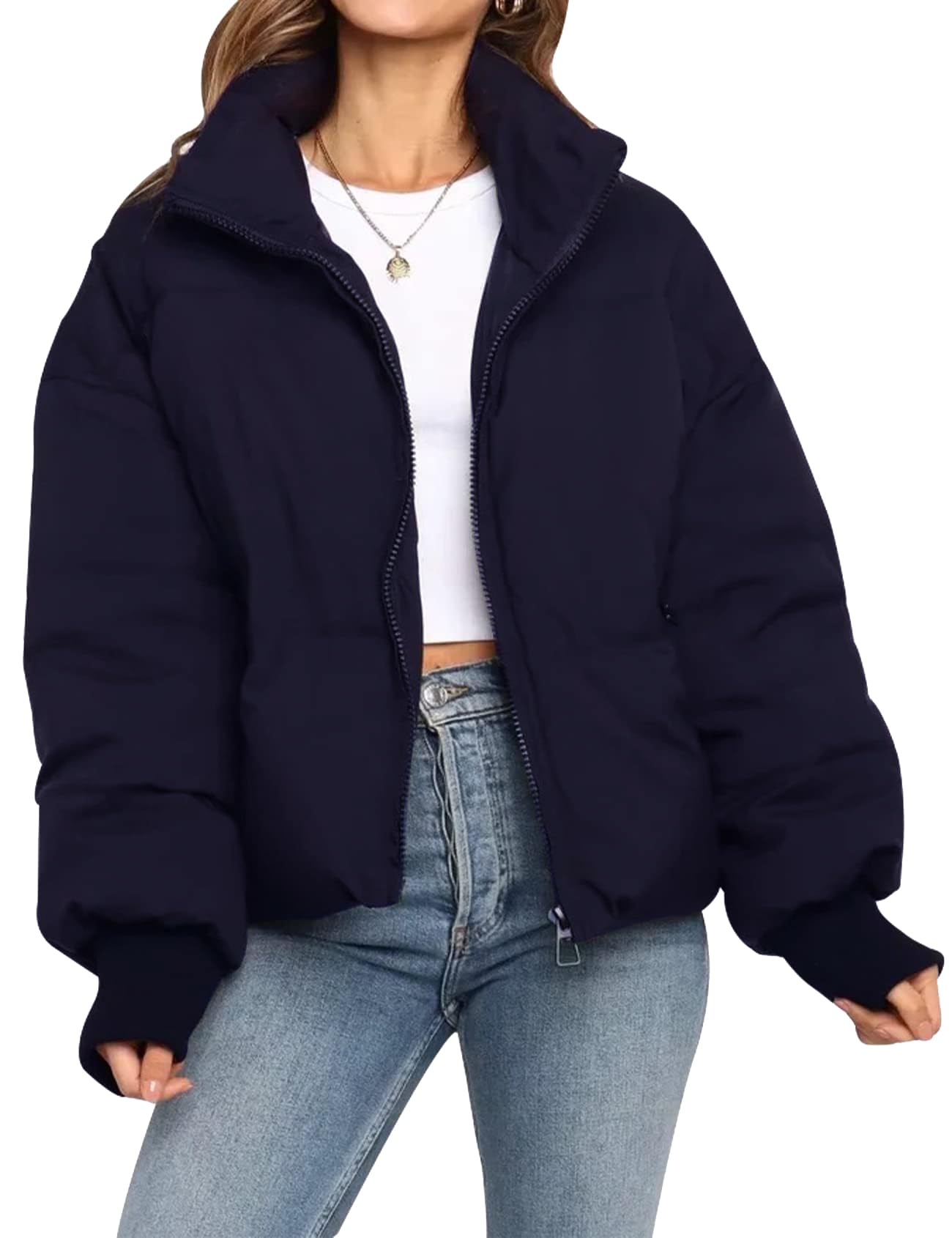 Gihuo Women’s Winter Cropped Puffer Jacket Coat Short Warm Quilted Jacket 2025